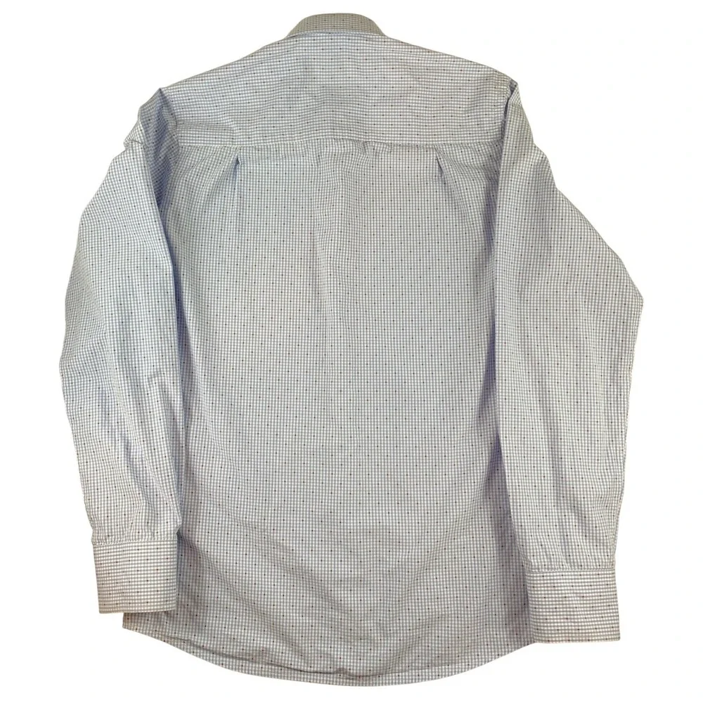 Versace 19V69 Mens Blue Gingham Red Dot Button Down Shirt‎ Modern Fit Small 14.5
